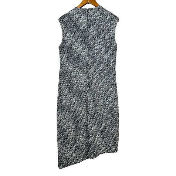 Banana Republic Mock Neck Woven Sheath Dress Career Casual BLue White - 14 - Picture 3 of 5